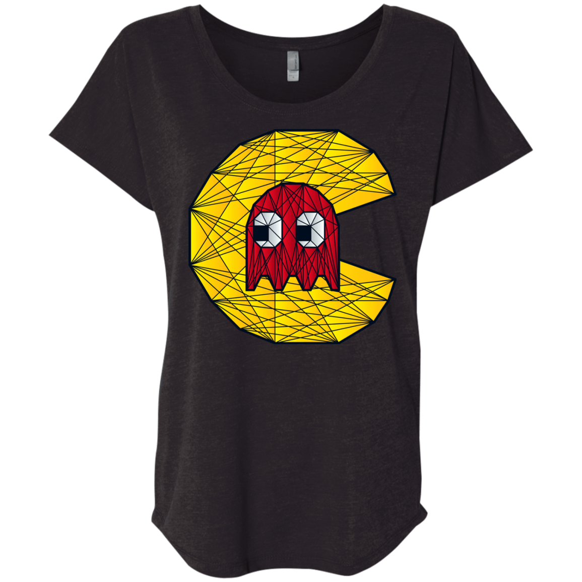 T-Shirts Vintage Black / X-Small Poly Pac Man Triblend Dolman Sleeve