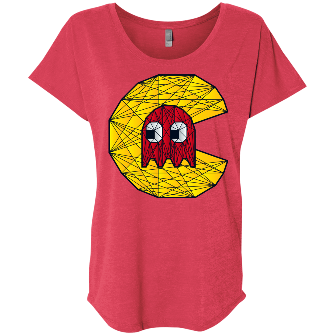 T-Shirts Vintage Red / X-Small Poly Pac Man Triblend Dolman Sleeve