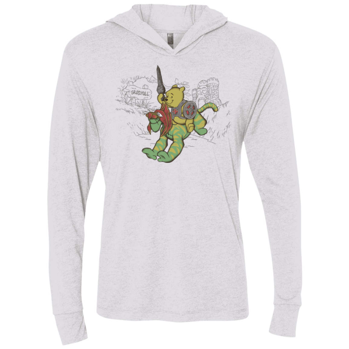 T-Shirts Heather White / X-Small Poohwah of Grayzkull Triblend Long Sleeve Hoodie Tee
