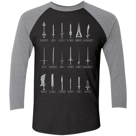 T-Shirts Vintage Black/Premium Heather / X-Small POPULAR SWORDS Men's Triblend 3/4 Sleeve