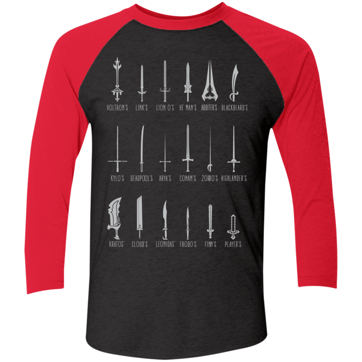 T-Shirts Vintage Black/Vintage Red / X-Small POPULAR SWORDS Men's Triblend 3/4 Sleeve
