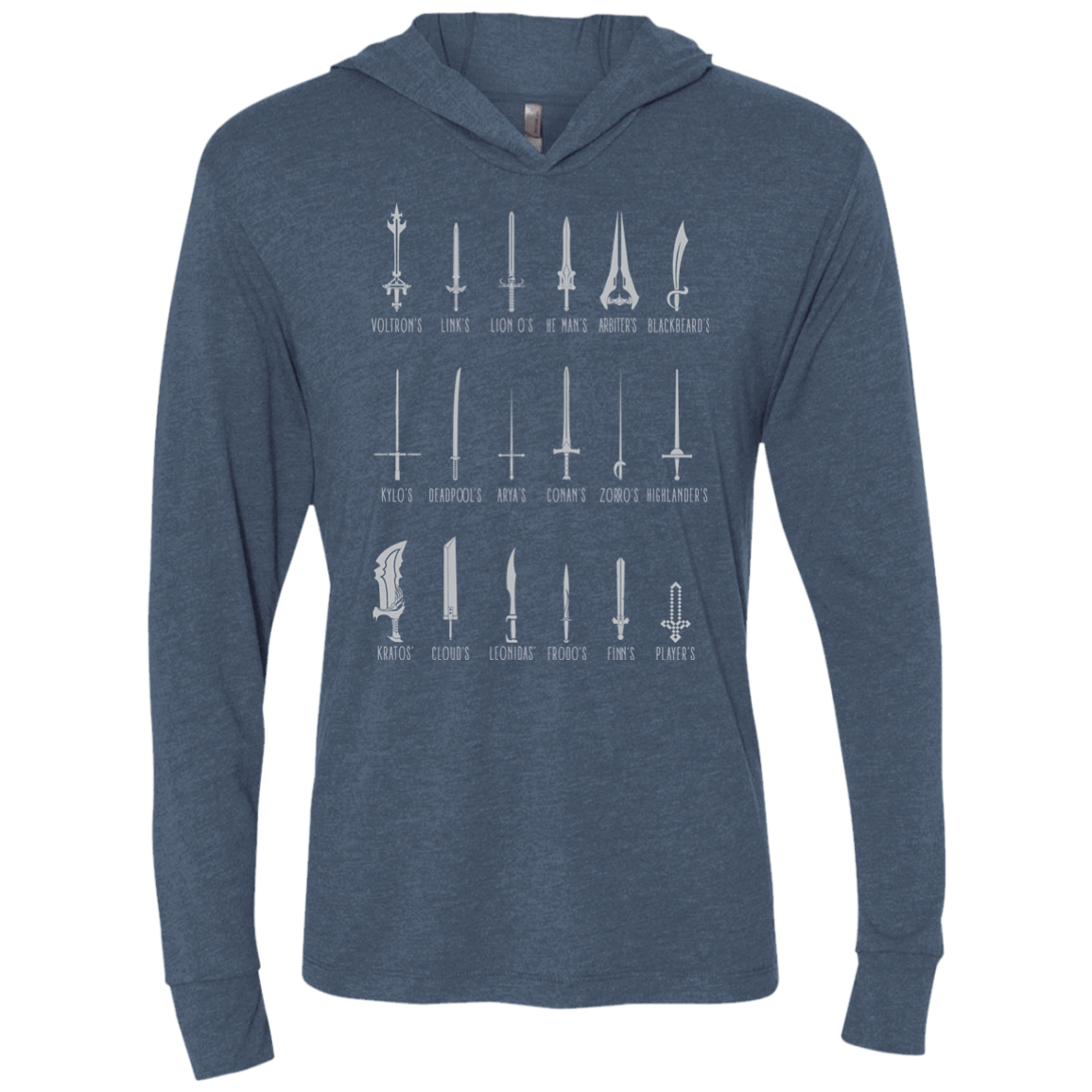 T-Shirts Indigo / X-Small POPULAR SWORDS Triblend Long Sleeve Hoodie Tee