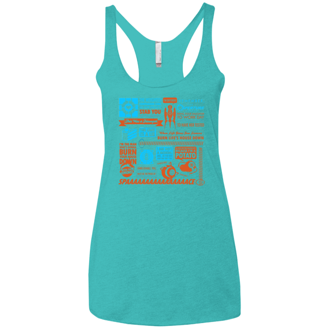 T-Shirts Tahiti Blue / X-Small Portal Quotes Women's Triblend Racerback Tank