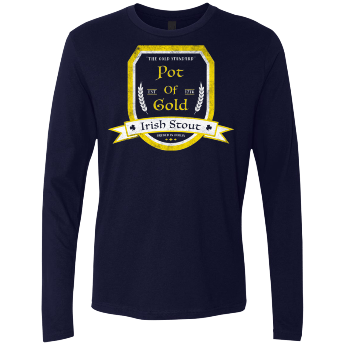 T-Shirts Midnight Navy / Small Pot of Gold Irish Stout Men's Premium Long Sleeve