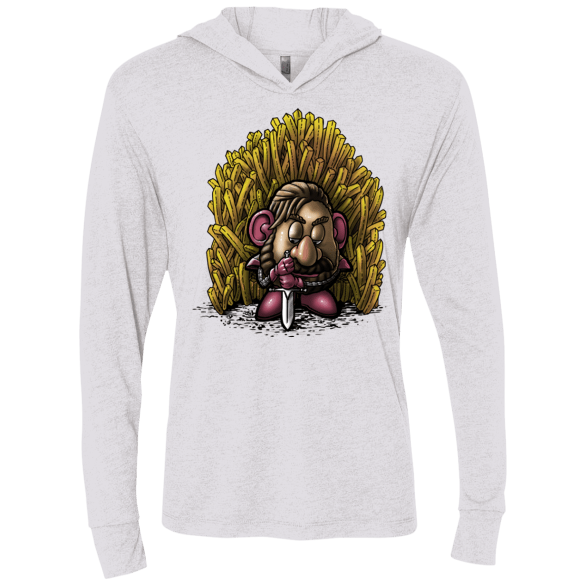 T-Shirts Heather White / X-Small Potato Triblend Long Sleeve Hoodie Tee