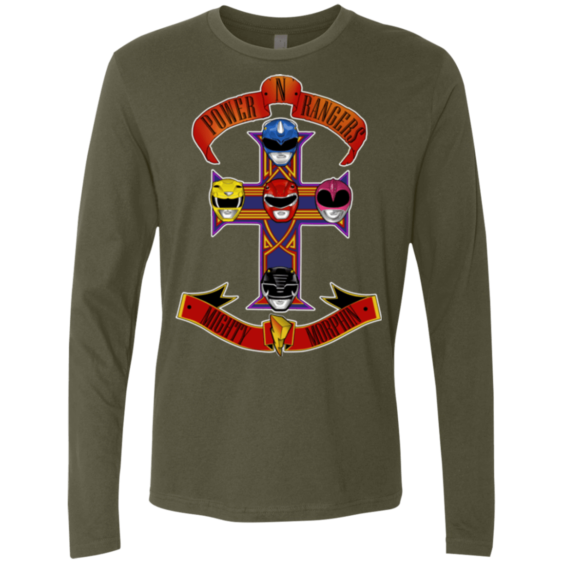 T-Shirts Military Green / Small Power N Rangers Men's Premium Long Sleeve