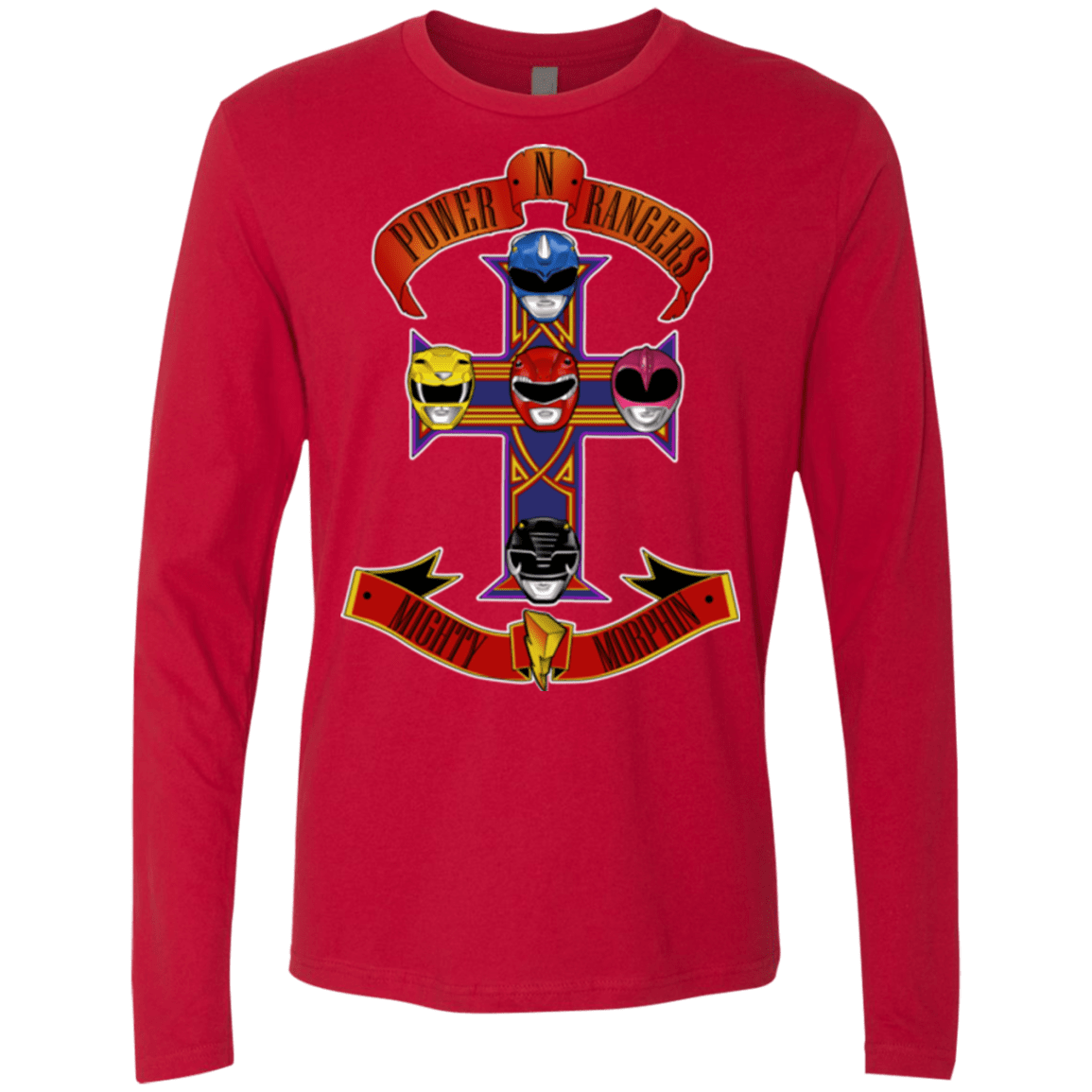 T-Shirts Red / Small Power N Rangers Men's Premium Long Sleeve