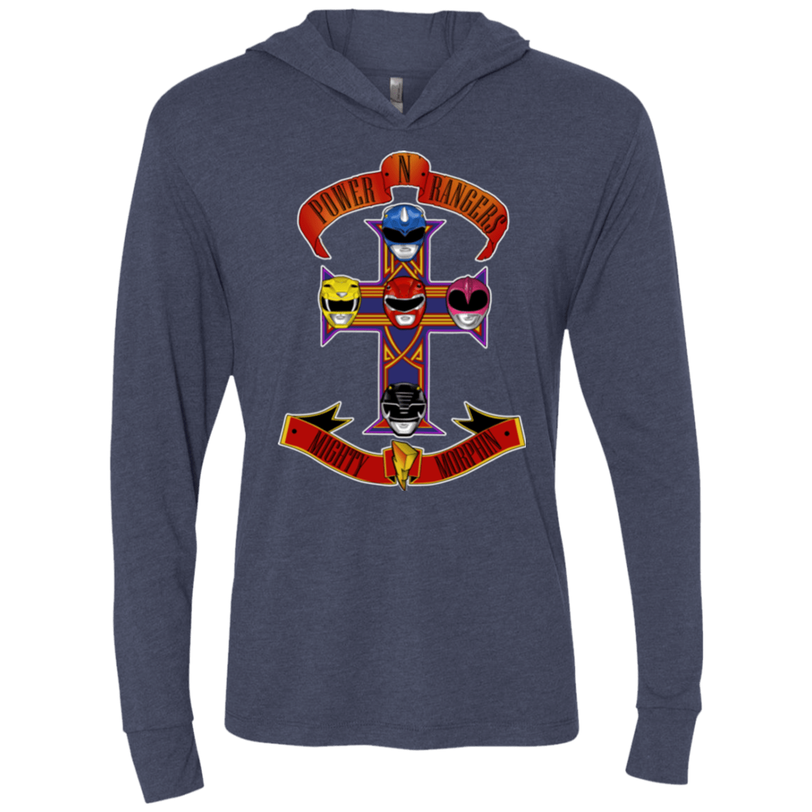 T-Shirts Vintage Navy / X-Small Power N Rangers Triblend Long Sleeve Hoodie Tee