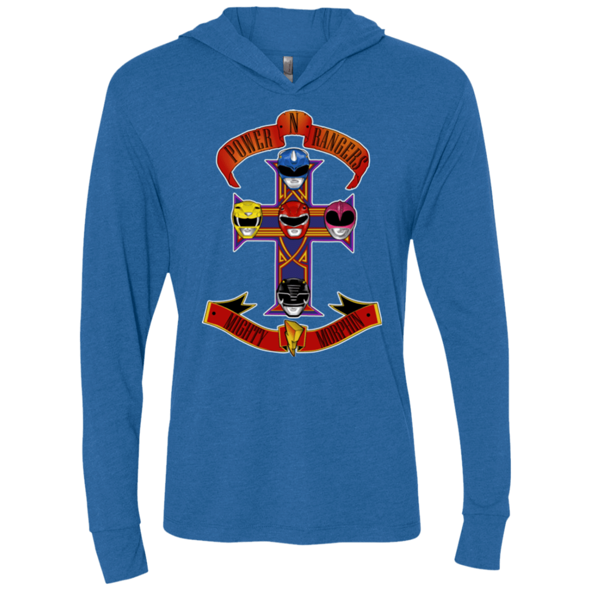 T-Shirts Vintage Royal / X-Small Power N Rangers Triblend Long Sleeve Hoodie Tee