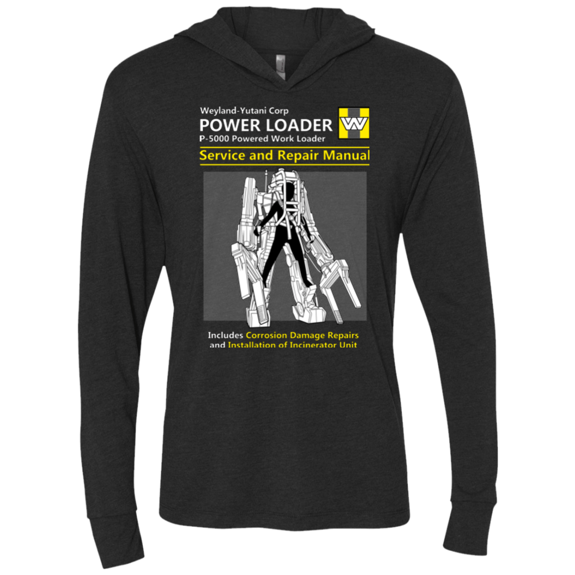 T-Shirts Vintage Black / X-Small POWERLOADER SERVICE AND REPAIR MANUAL Triblend Long Sleeve Hoodie Tee