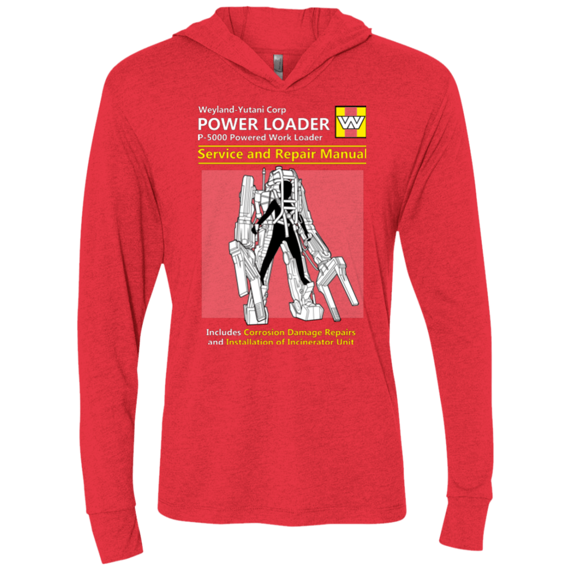 T-Shirts Vintage Red / X-Small POWERLOADER SERVICE AND REPAIR MANUAL Triblend Long Sleeve Hoodie Tee