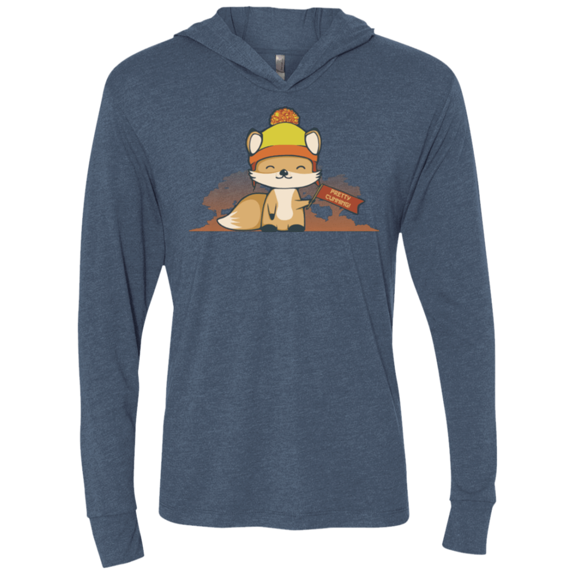 T-Shirts Indigo / X-Small Pretty Cunning Triblend Long Sleeve Hoodie Tee