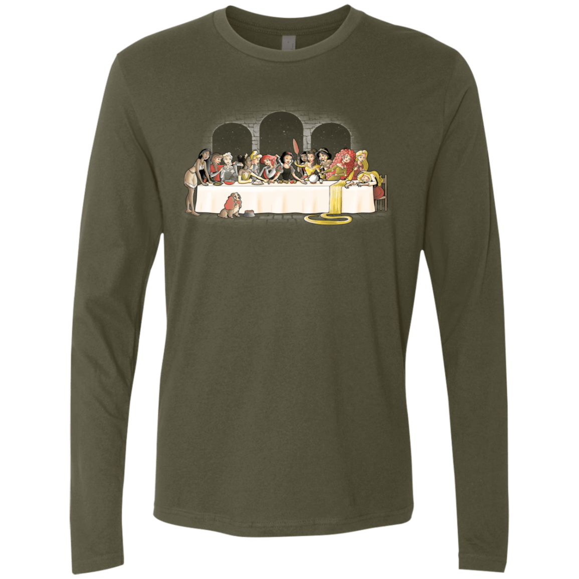T-Shirts Military Green / S Princess Dinner (2) Men's Premium Long Sleeve
