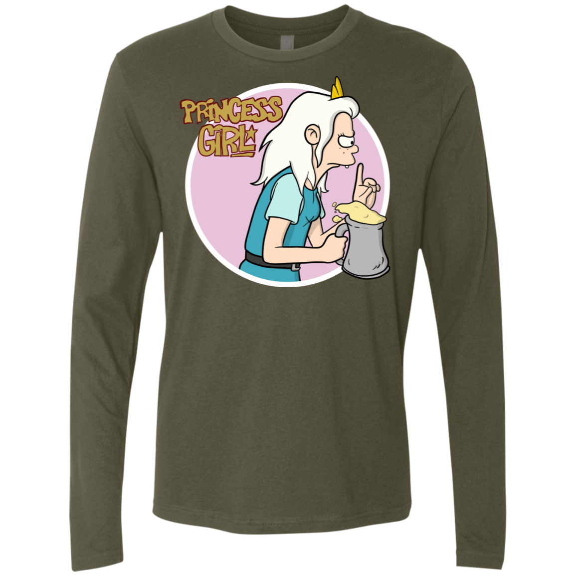 T-Shirts Military Green / S Princess Girl Men's Premium Long Sleeve