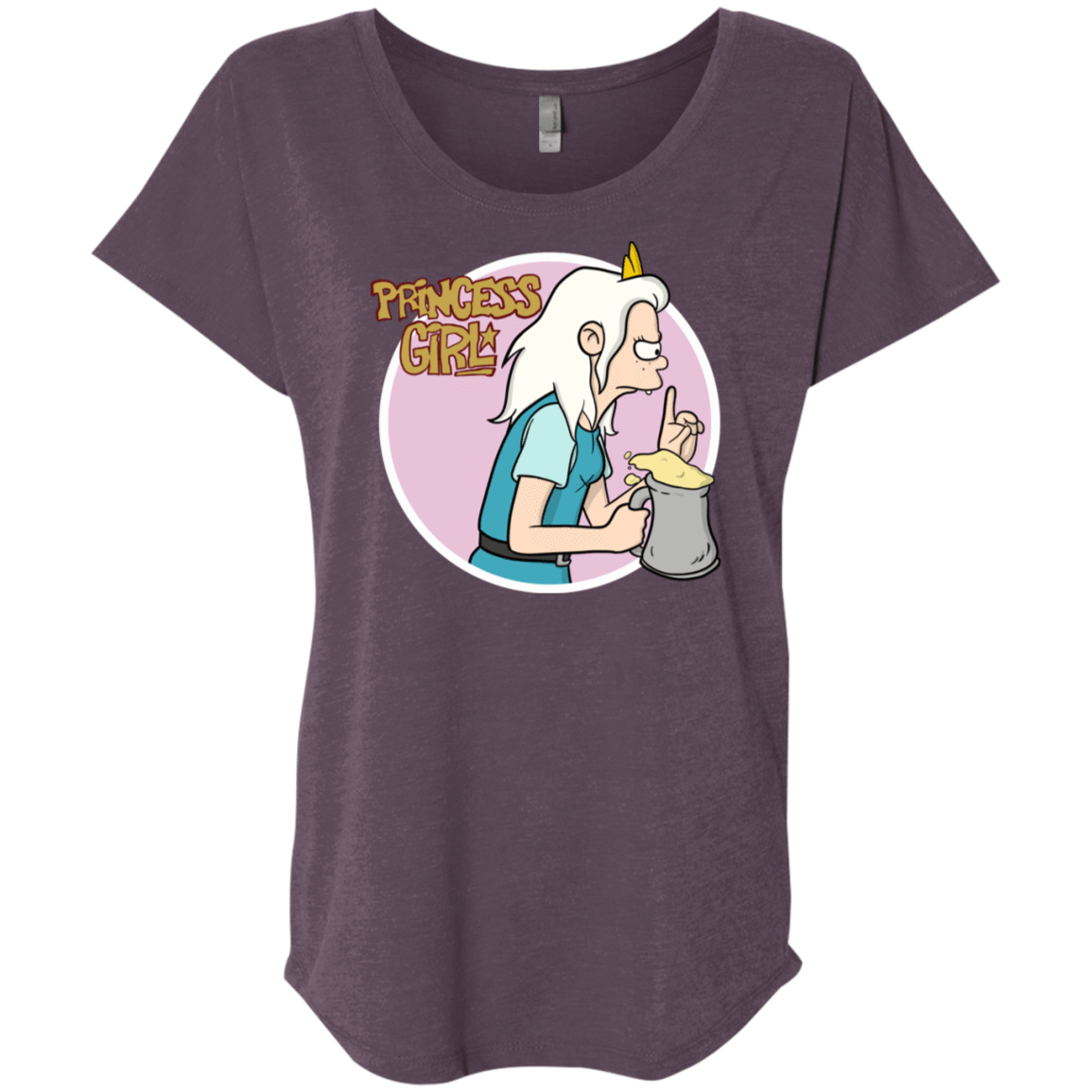 T-Shirts Vintage Purple / X-Small Princess Girl Triblend Dolman Sleeve