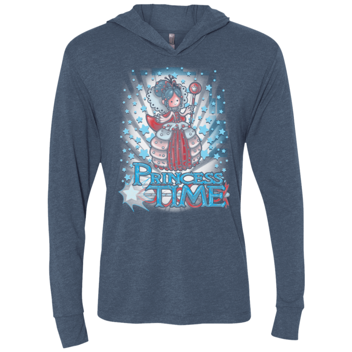 T-Shirts Indigo / X-Small Princess Time Vanellope Triblend Long Sleeve Hoodie Tee