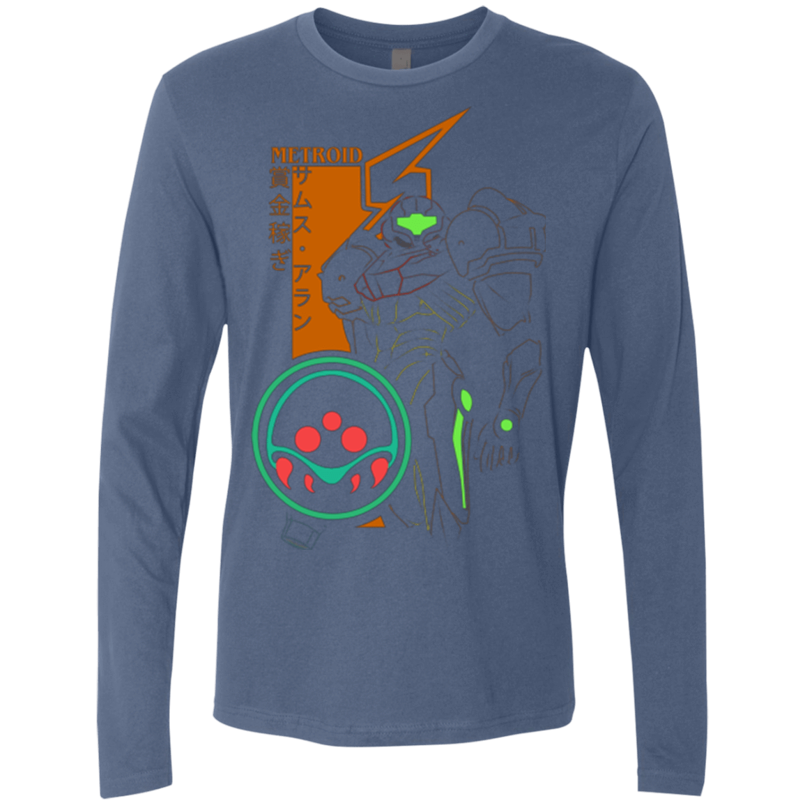 T-Shirts Indigo / Small Profile-METROID Men's Premium Long Sleeve
