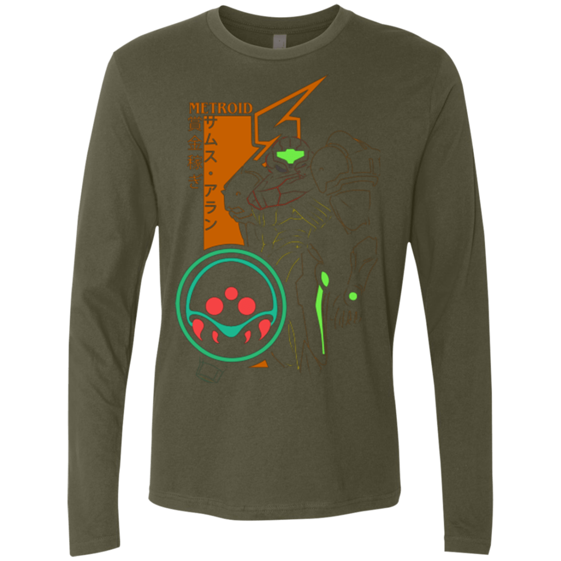 T-Shirts Military Green / Small Profile-METROID Men's Premium Long Sleeve