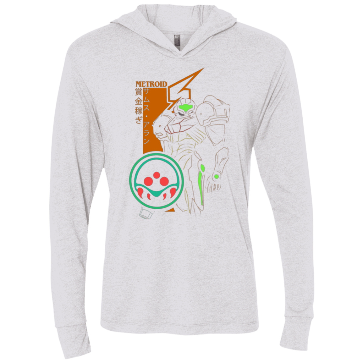 T-Shirts Heather White / X-Small Profile-METROID Triblend Long Sleeve Hoodie Tee