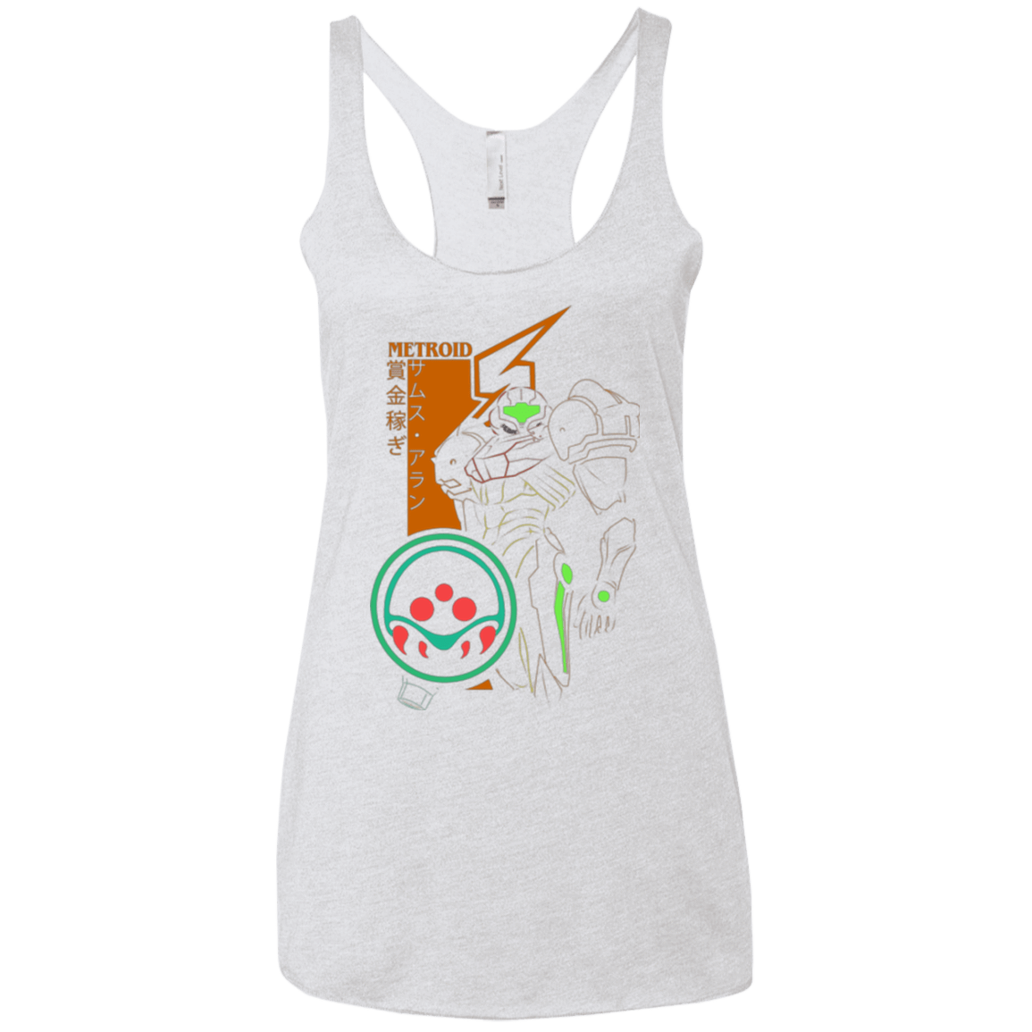 T-Shirts Heather White / X-Small Profile-METROID Women's Triblend Racerback Tank
