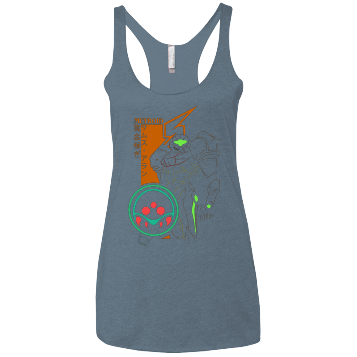 T-Shirts Indigo / X-Small Profile-METROID Women's Triblend Racerback Tank