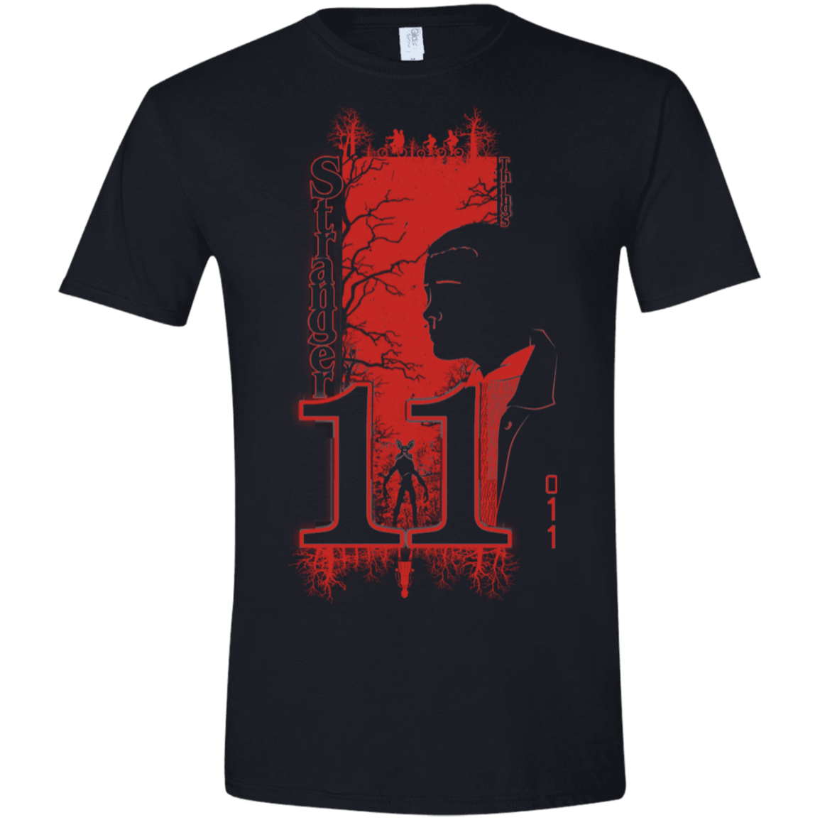 T-Shirts Black / X-Small Profile-Stranger Things 11 Men's Semi-Fitted Softstyle