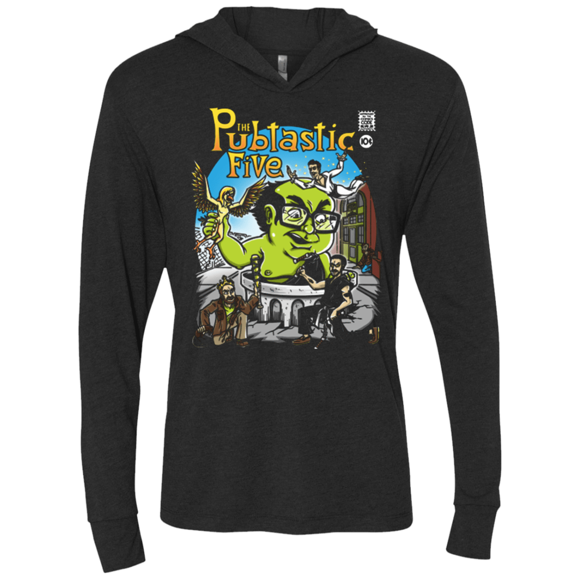 T-Shirts Vintage Black / X-Small Pubtastic 4 Triblend Long Sleeve Hoodie Tee