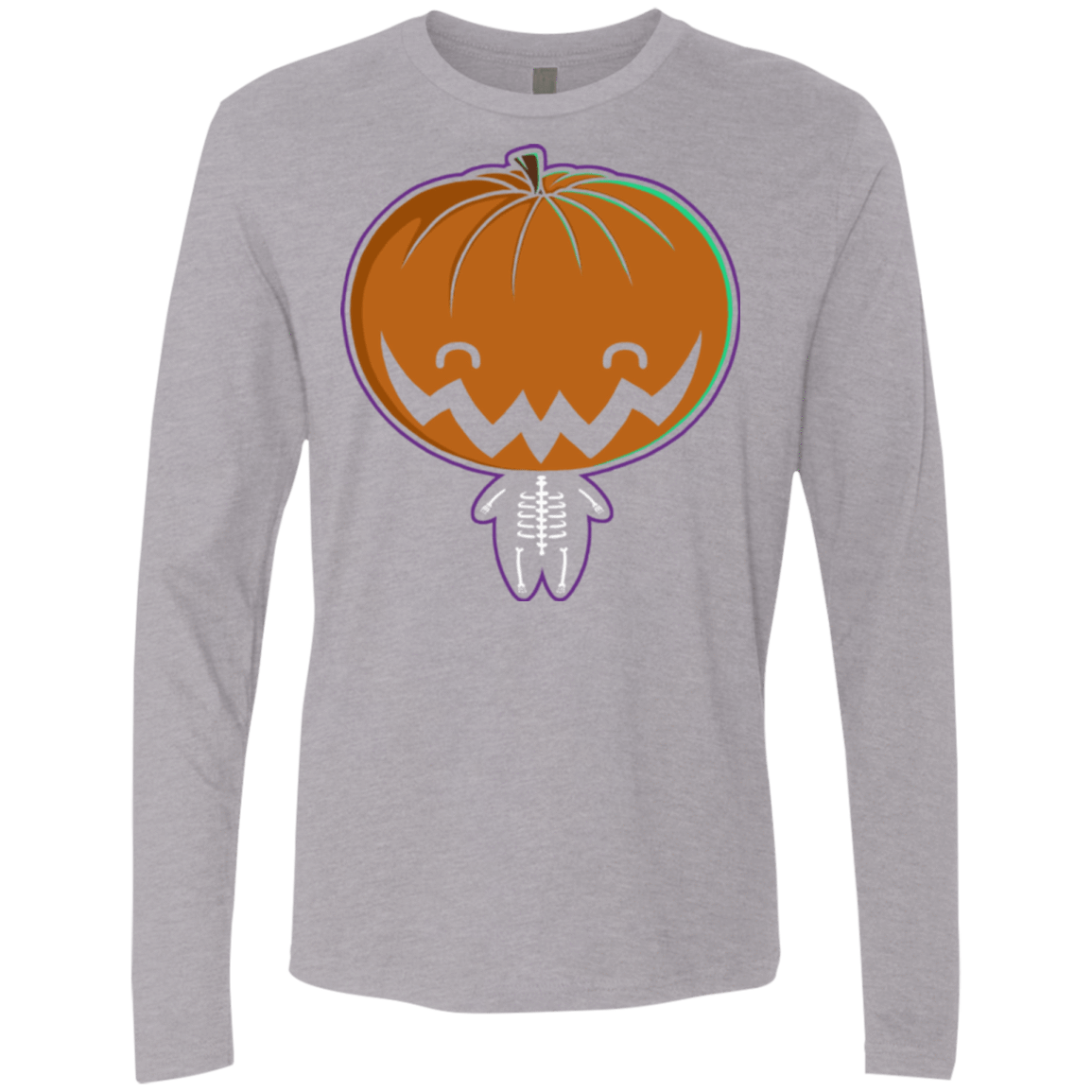 T-Shirts Heather Grey / Small Pumpkin Head Men's Premium Long Sleeve