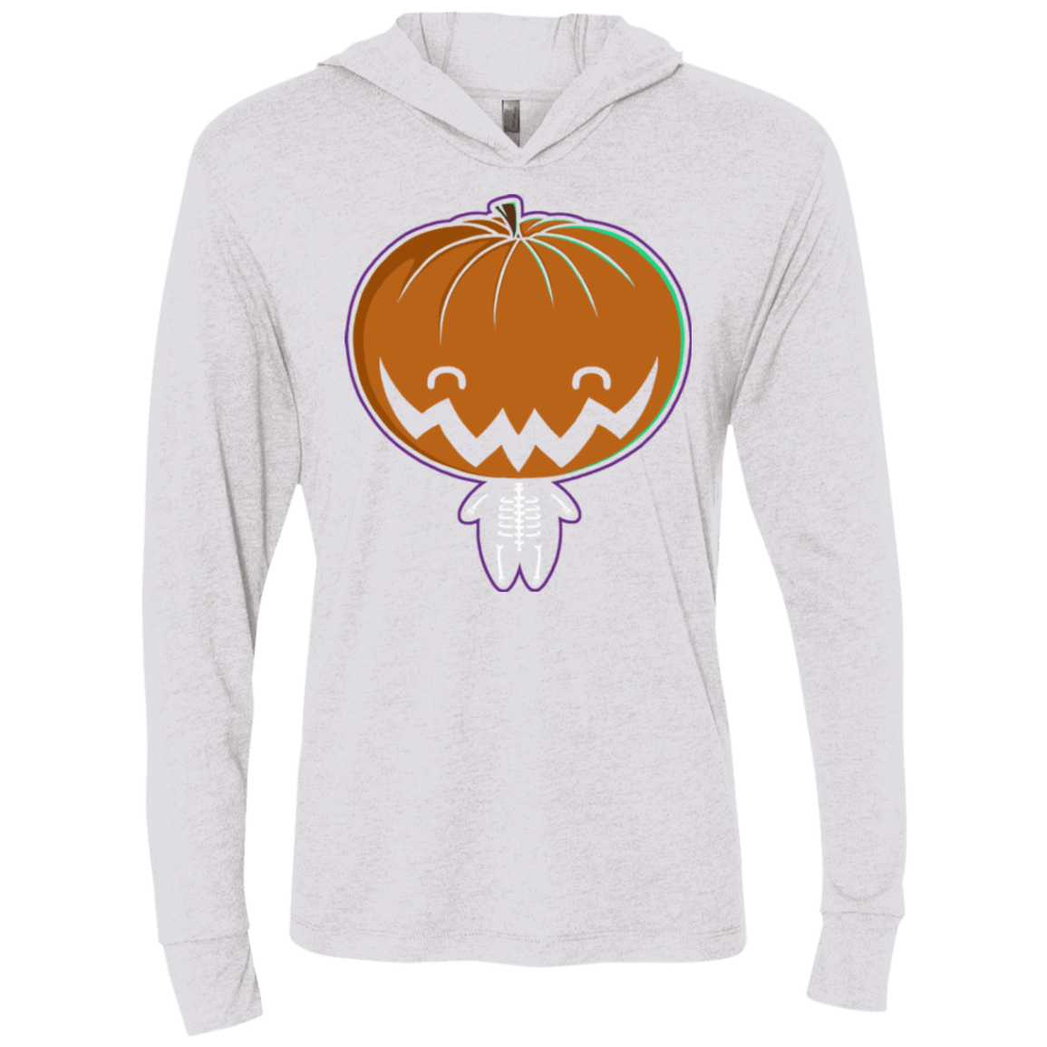 T-Shirts Heather White / X-Small Pumpkin Head Triblend Long Sleeve Hoodie Tee