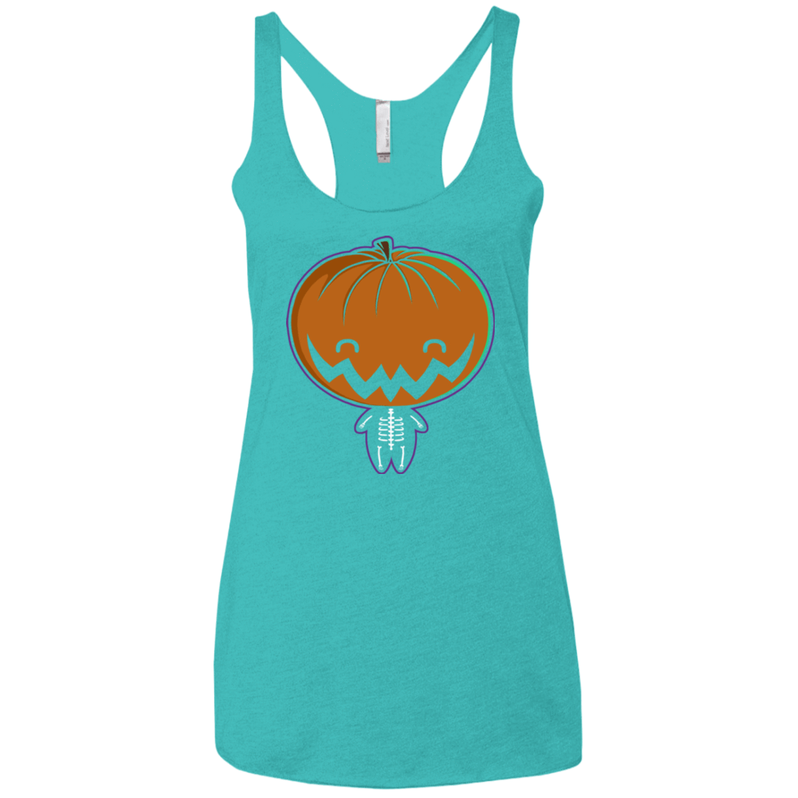 T-Shirts Tahiti Blue / X-Small Pumpkin Head Women's Triblend Racerback Tank