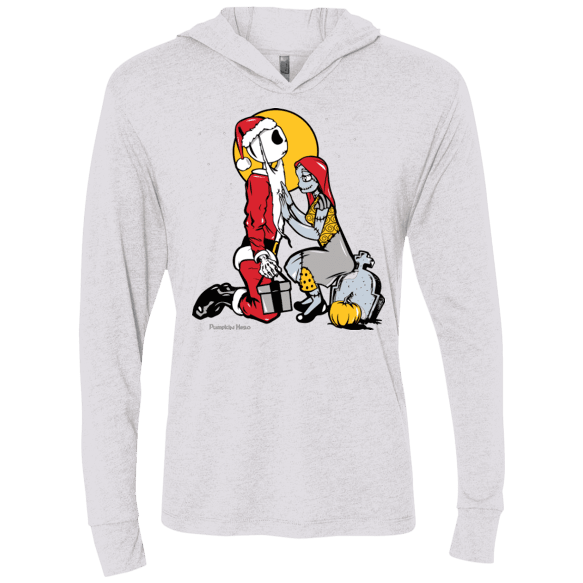 T-Shirts Heather White / X-Small Pumpkin King Triblend Long Sleeve Hoodie Tee