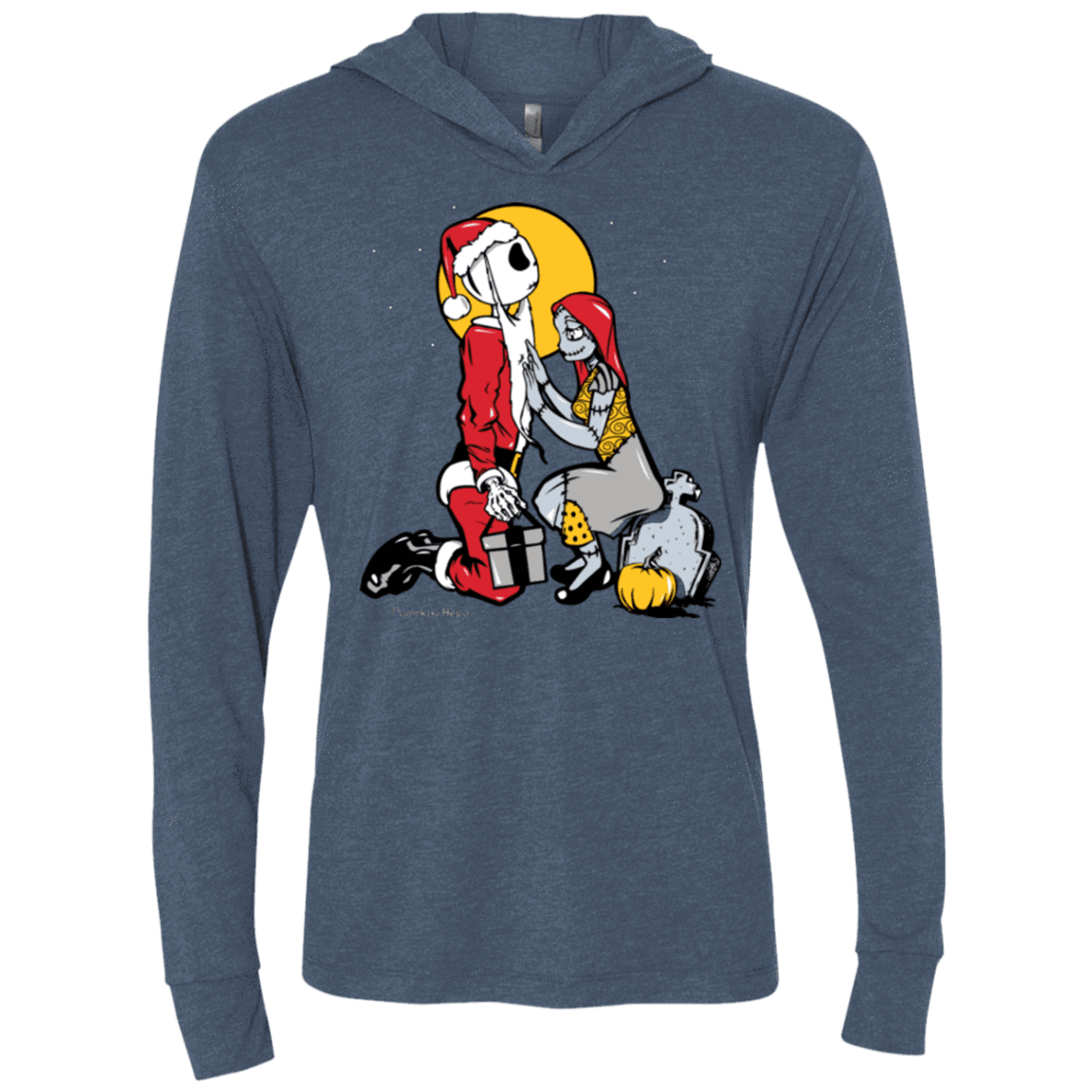 T-Shirts Indigo / X-Small Pumpkin King Triblend Long Sleeve Hoodie Tee