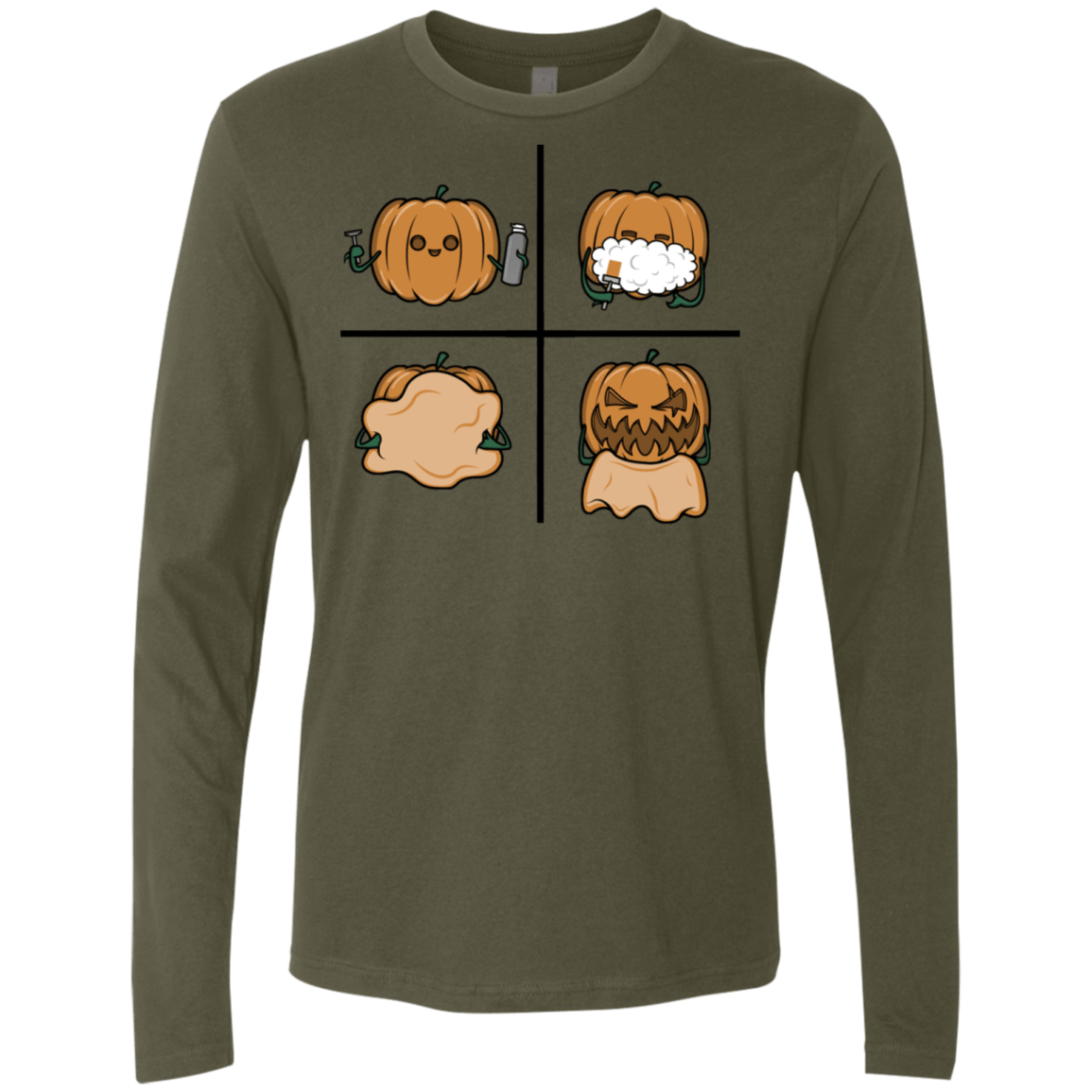 T-Shirts Military Green / S Pumpkin Shave Men's Premium Long Sleeve