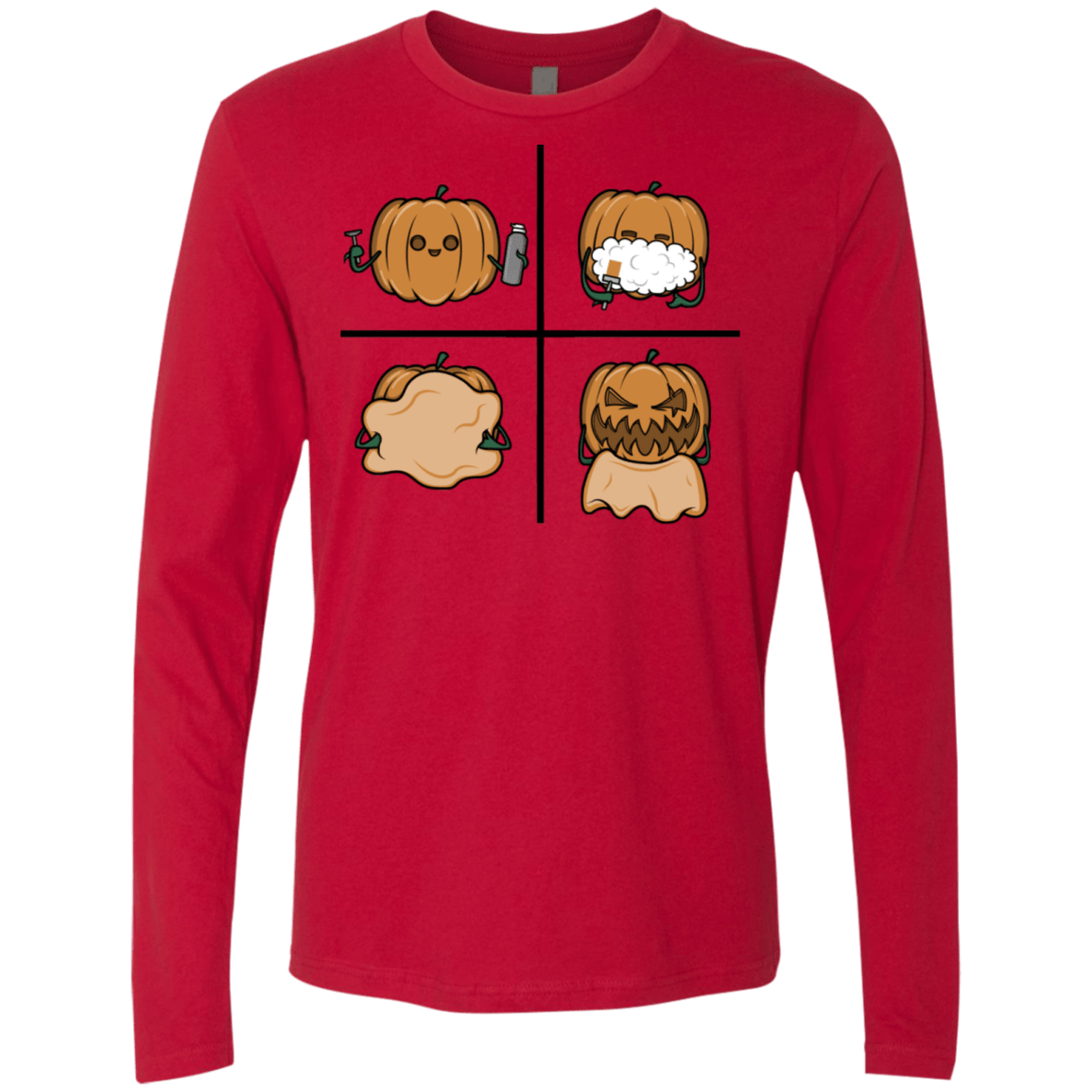 T-Shirts Red / S Pumpkin Shave Men's Premium Long Sleeve