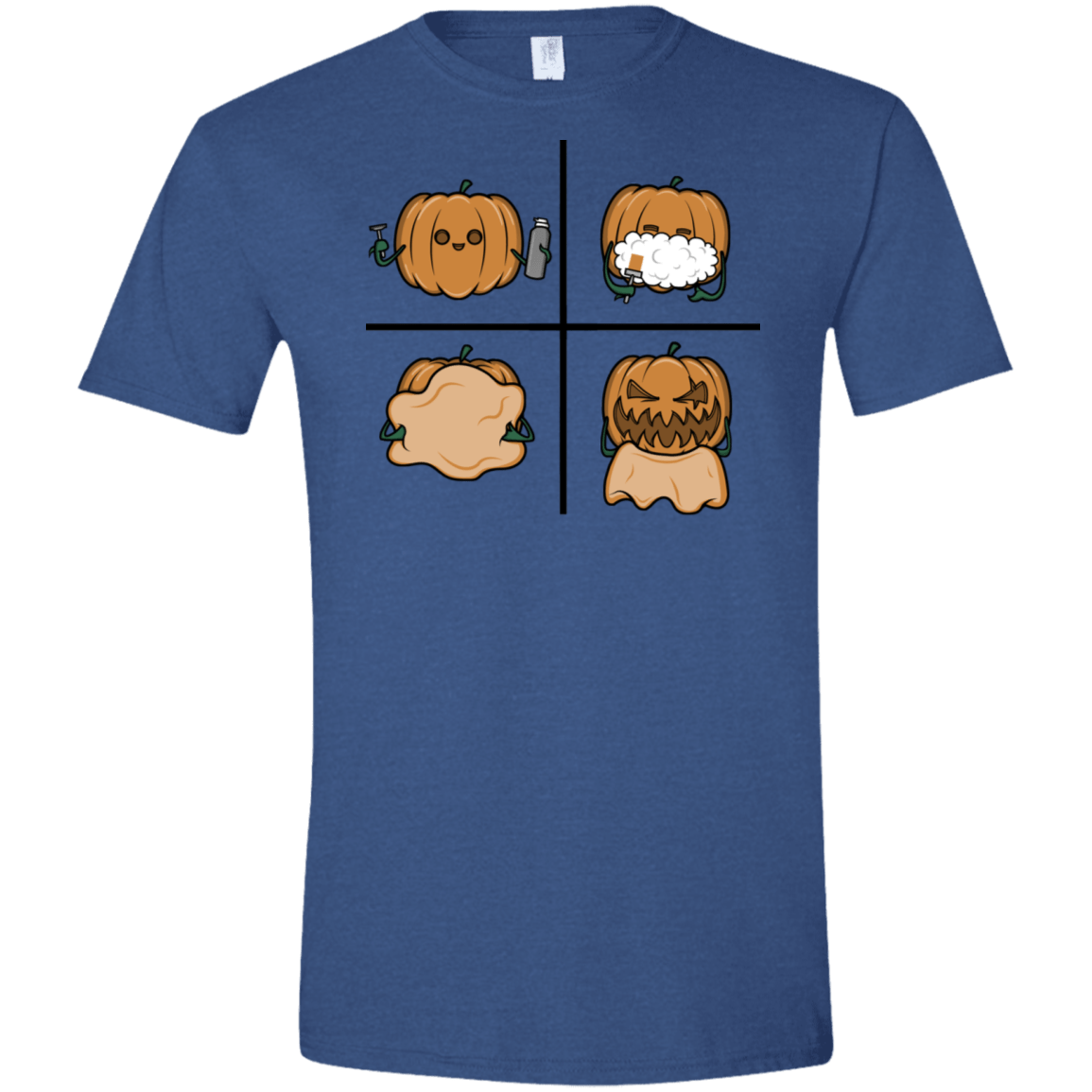 T-Shirts Heather Royal / X-Small Pumpkin Shave Men's Semi-Fitted Softstyle