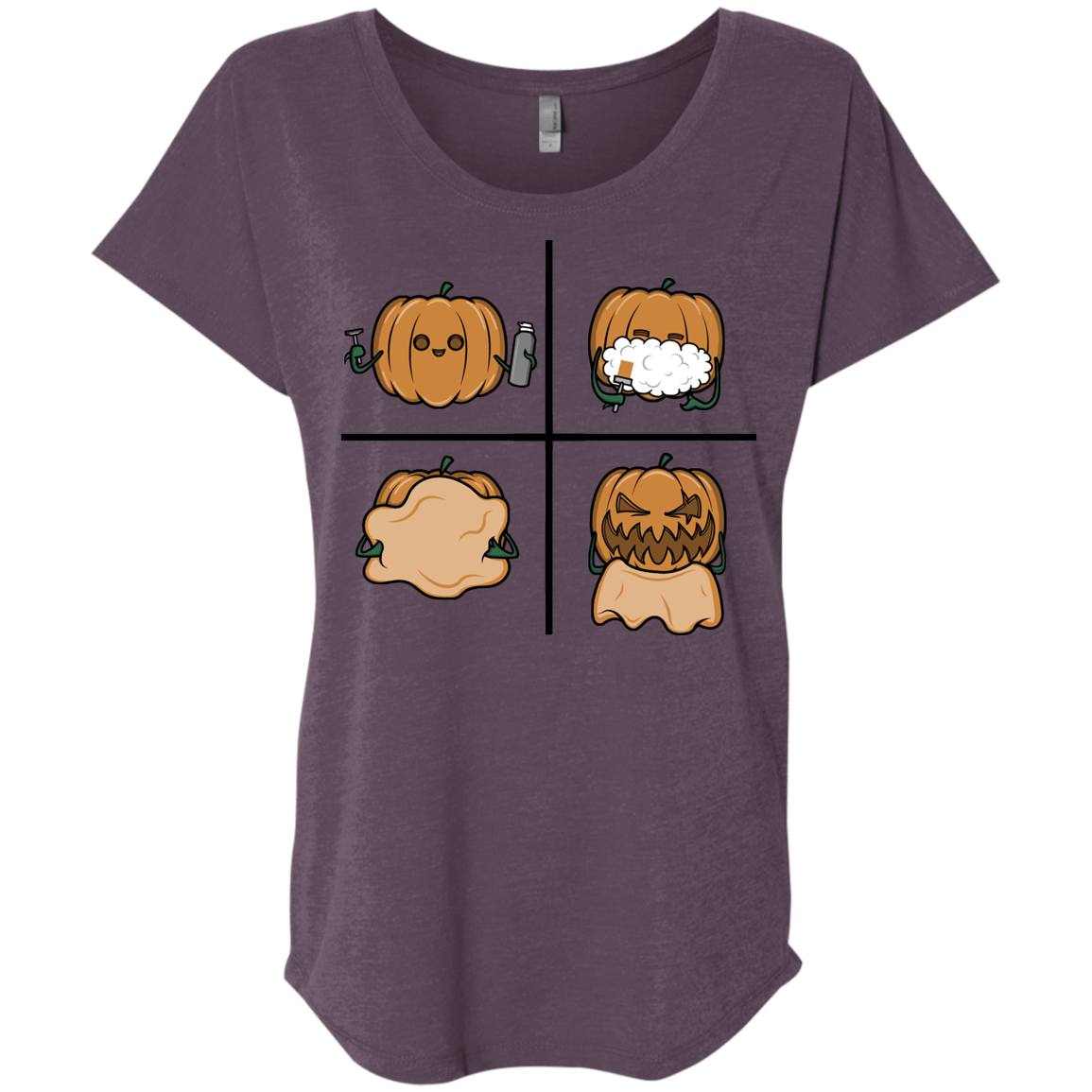 T-Shirts Vintage Purple / X-Small Pumpkin Shave Triblend Dolman Sleeve
