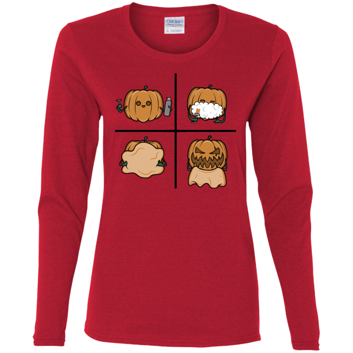 T-Shirts Red / S Pumpkin Shave Women's Long Sleeve T-Shirt