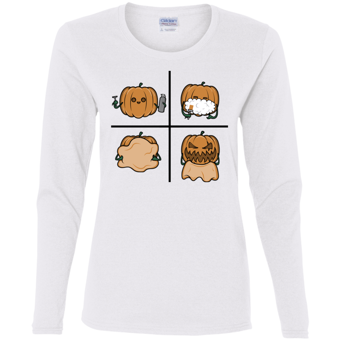 T-Shirts White / S Pumpkin Shave Women's Long Sleeve T-Shirt