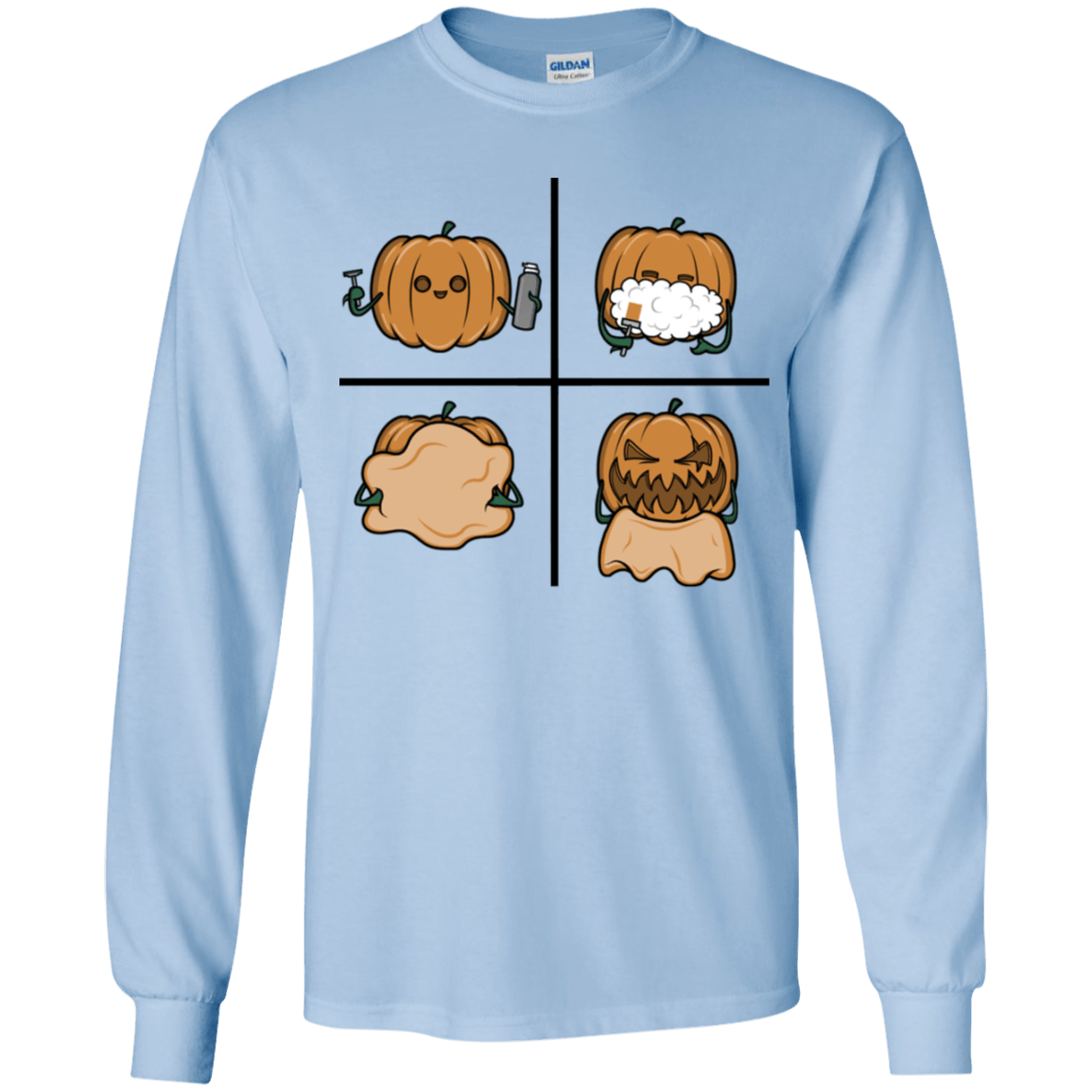 T-Shirts Light Blue / YS Pumpkin Shave Youth Long Sleeve T-Shirt
