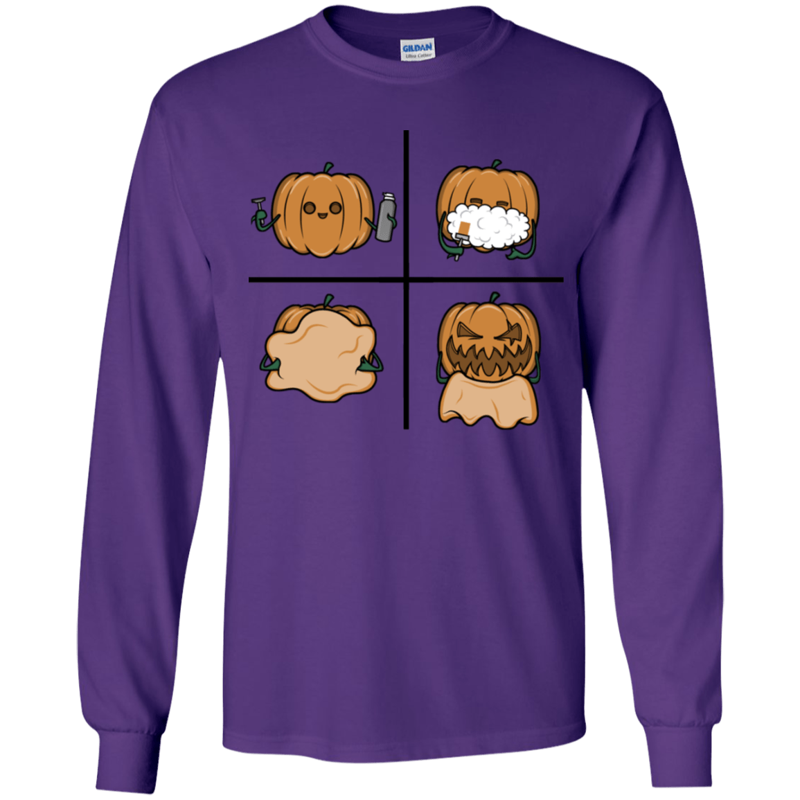 T-Shirts Purple / YS Pumpkin Shave Youth Long Sleeve T-Shirt