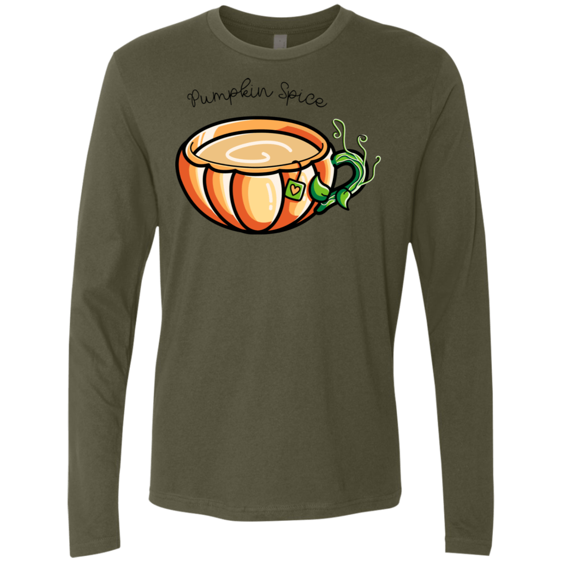 T-Shirts Military Green / S Pumpkin Spice Chai Tea Men's Premium Long Sleeve