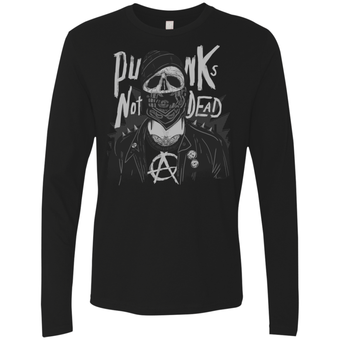 T-Shirts Black / S PUNK SKULL Men's Premium Long Sleeve