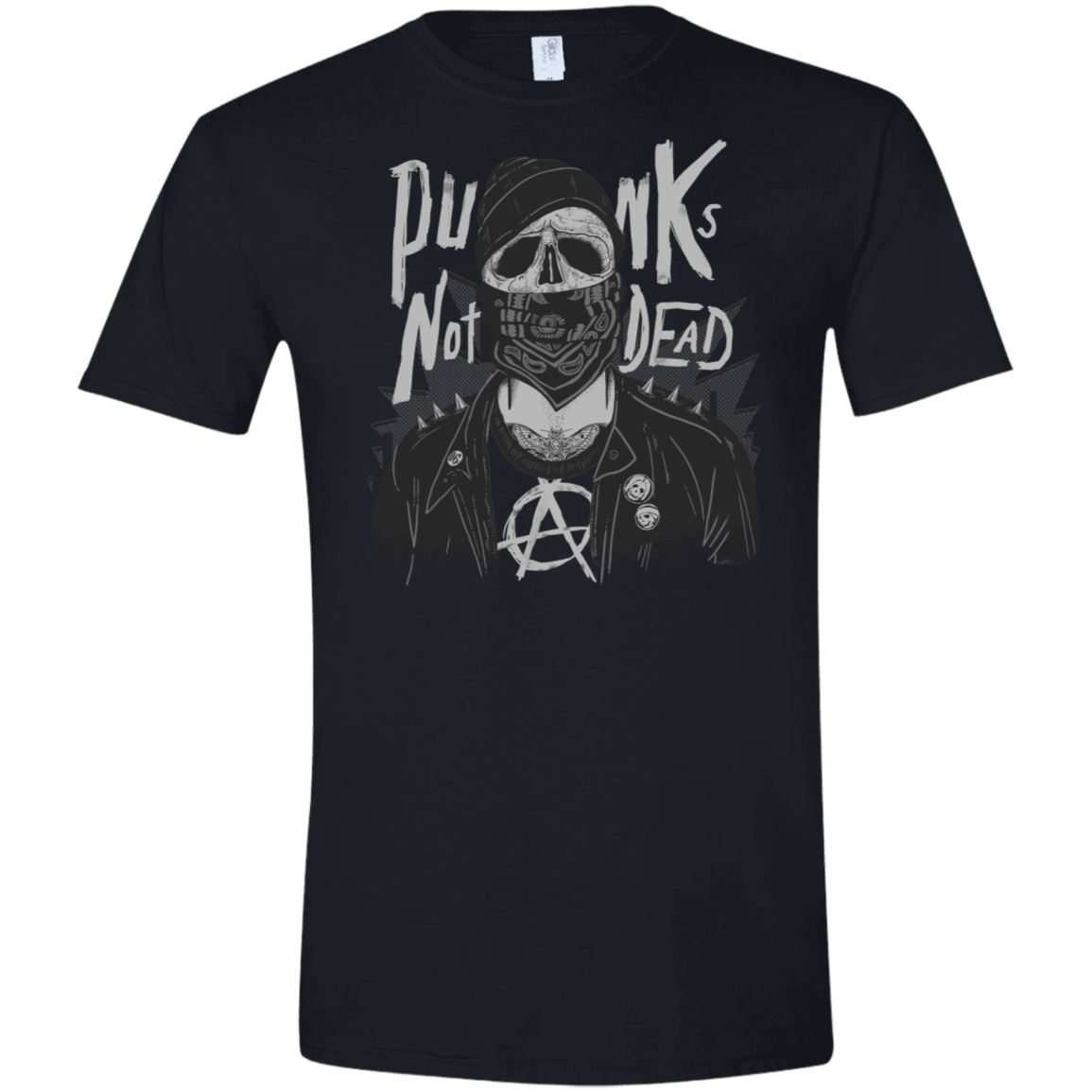 T-Shirts Black / X-Small PUNK SKULL Men's Semi-Fitted Softstyle
