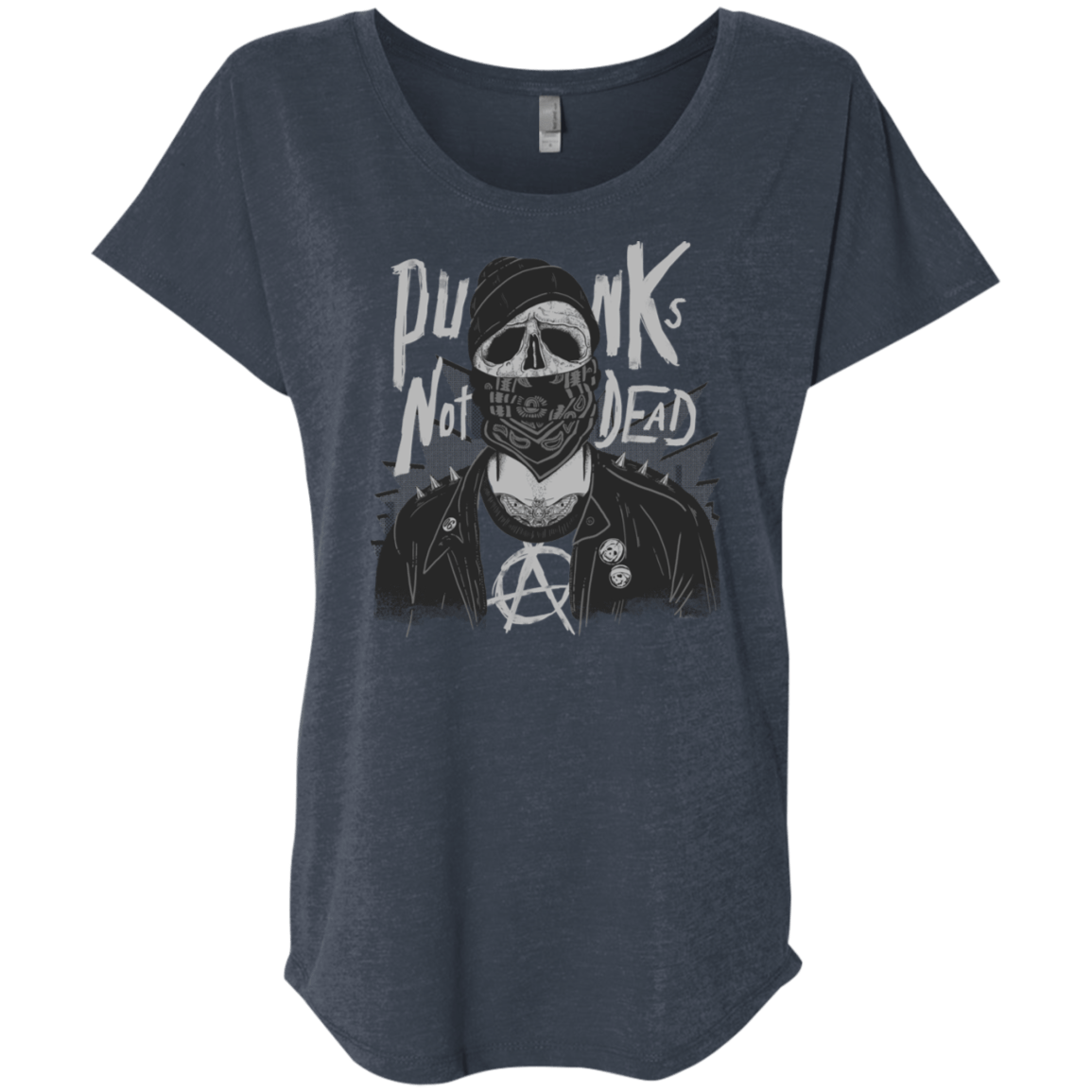 T-Shirts Vintage Navy / X-Small PUNK SKULL Triblend Dolman Sleeve
