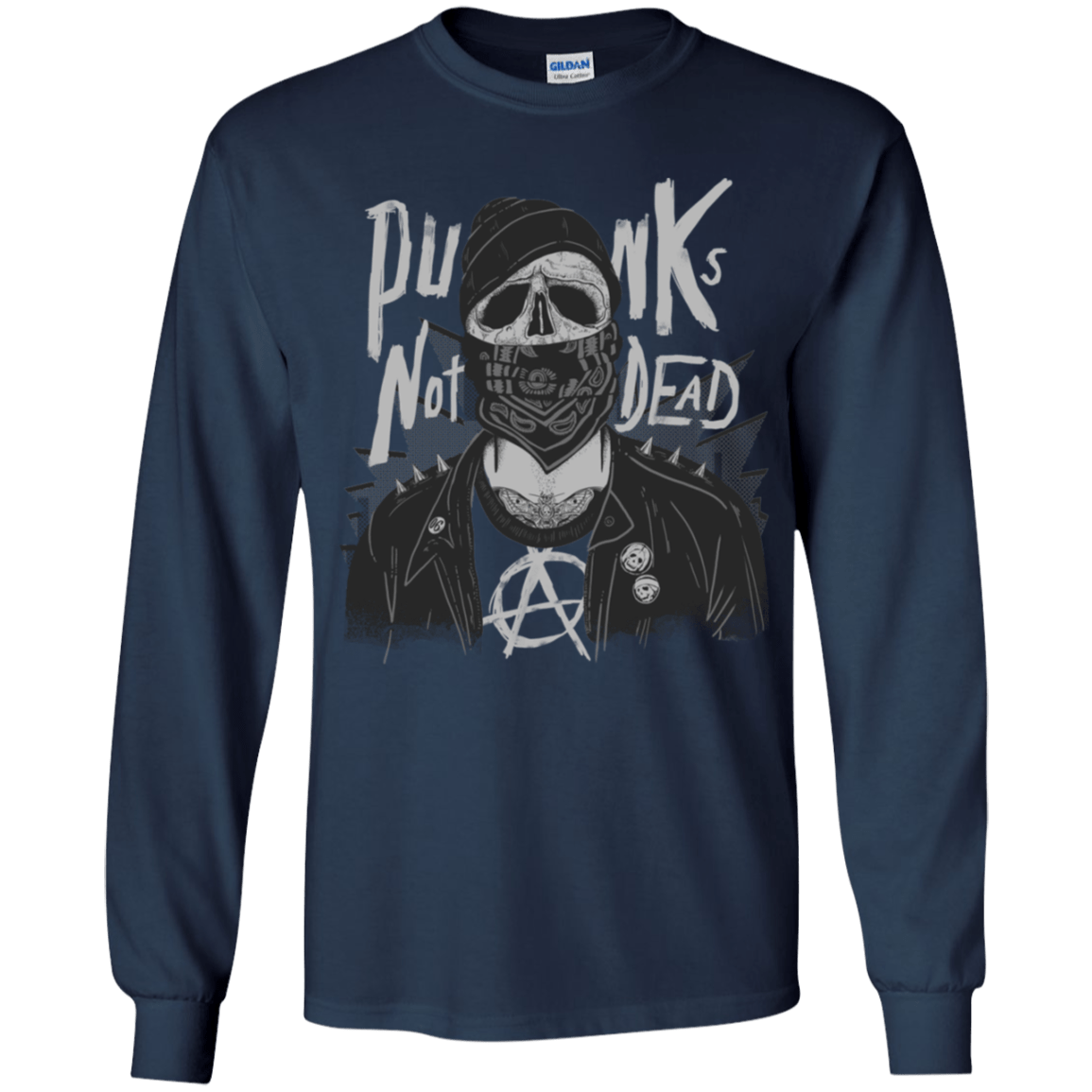T-Shirts Navy / YS PUNK SKULL Youth Long Sleeve T-Shirt