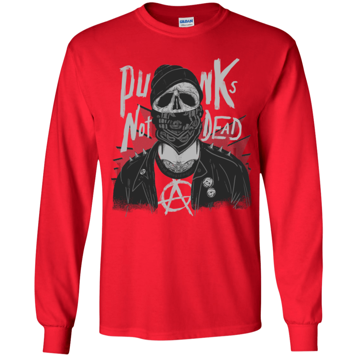 T-Shirts Red / YS PUNK SKULL Youth Long Sleeve T-Shirt