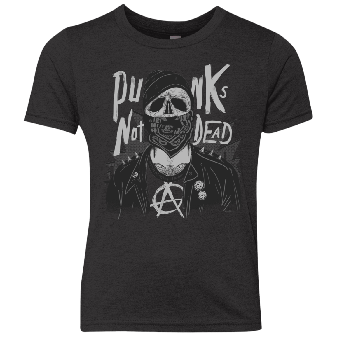 T-Shirts Vintage Black / YXS PUNK SKULL Youth Triblend T-Shirt