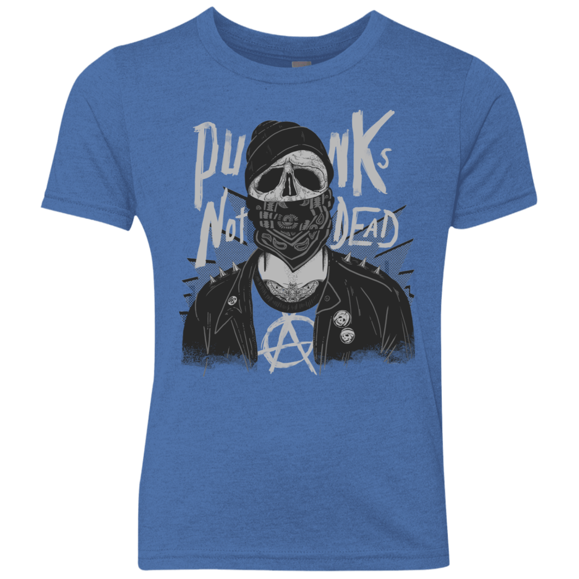 T-Shirts Vintage Royal / YXS PUNK SKULL Youth Triblend T-Shirt