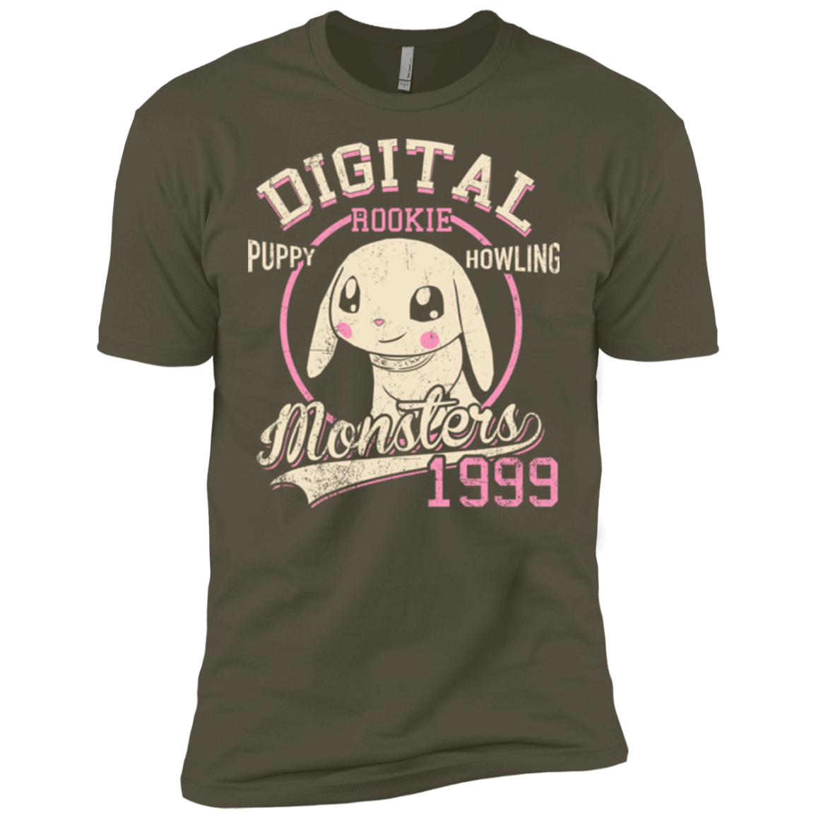 T-Shirts Military Green / X-Small Puppy Howling Men's Premium T-Shirt