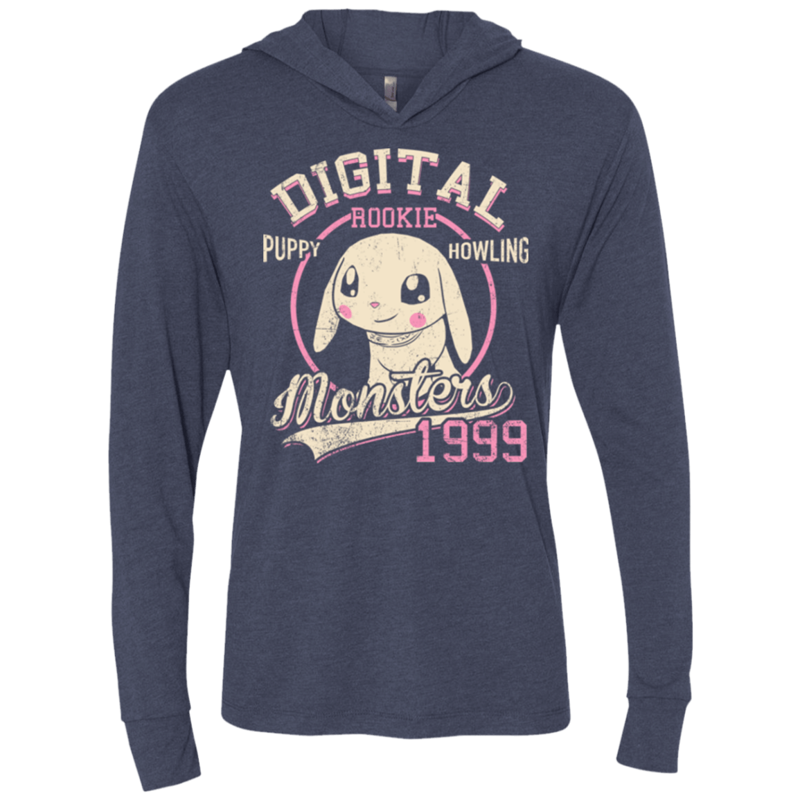 T-Shirts Vintage Navy / X-Small Puppy Howling Triblend Long Sleeve Hoodie Tee